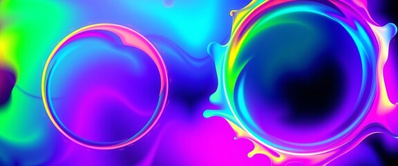 Wall Mural - Vibrant neon circle posters, abstract liquid gradient eclipse background, splash design,  wave,  design element