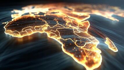Sticker - digital map of africa with glowing data points and futuristic lines, symbolizing global connectivity