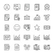 © mdanamulislamopu - Vector line icon set illustrating key elements of corporate management, recruitment, performance review, and data analysis