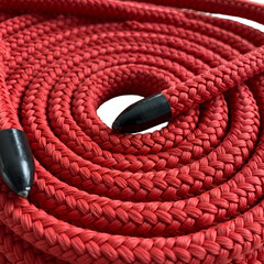 red rope coiled in a circular spiral on a transparent background photo