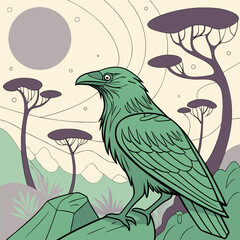 vector illustration of a bird on a branch