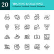 © sahila - Training & Coaching Outline Icon Sheet Vector Design - representing , evaluation, skill development, feedback, growth, skill building, and education