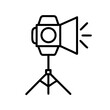 © adobe - A simple line drawing of a studio light with a tripod stand and radiating light beams design element