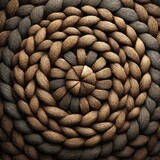Textured braided circle design in warm brown and gray