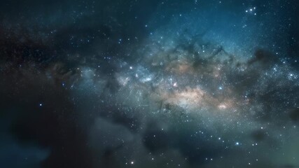 Wall Mural - Beautiful starry night sky with glowing milky way galaxy and sparkling stars in deep space — cosmic astronomy background for astrophotography and celestial nature landscapes