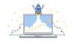 © lungkeemao - Laptop screen showing skyrocketing line graph with excited viewer.