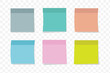© Vector - Multicolor post it notes isolated on transparent background. Colored sticky note set. Vector realistic illustration. eps file10