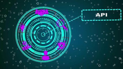 API - Application Programming Interface. Software development tool. Business, modern technology, internet and networking concept. glowing animation.4k video animation. 