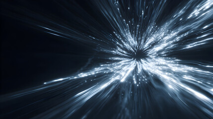 Wall Mural - warp speed light trails creating a dynamic space time tunnel effect with radiating energy and shimme