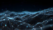 © Biru Langit Desember - Abstract dark blue polygonal network landscape illuminated by glowing points a futuristic digital technology with low poly connections for innovative designs and modern visual