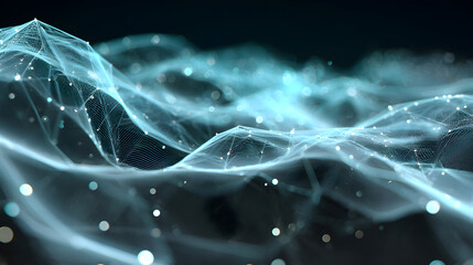 Futuristic technology connection structure with mesh and glowing dots conveys a sense of innovation and data stream digital network cyberspace concept of science for modern