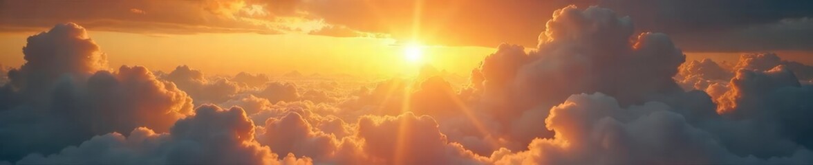 Wall Mural - Golden light streams through clouds, illuminating a majestic, ethereal landscape; a scene of divine, godly power and beauty , awe, ethereal, holy
