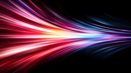 Wall Mural - the image displays dynamic, colored streaks of light emanating from a central source, against a dark