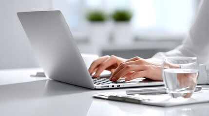 Wall Mural - laptop online meeting home office
