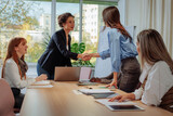 Businesswomen making a deal during a business meeting