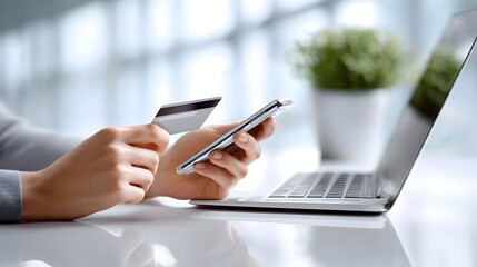 Wall Mural - e-commerce mobile banking fintech