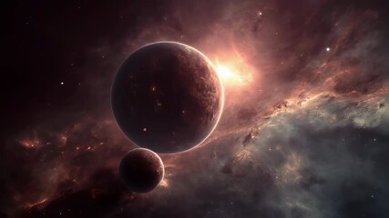 Wall Mural - Majestic deep space nebula with two glowing planets and countless twinkling stars in a vibrant cosmic sky — breathtaking astronomy and astrophotography background of the universe