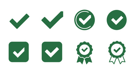 flat vector approval checkmark icons
