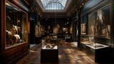 Grand museum hall with historical exhibits.