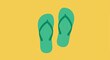 © Bocx - Flip-flops lie on a golden beach, vacation concept for travel agencies