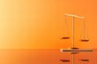 © George - Golden Scales of Justice on Orange Background with Reflection and Copy Space