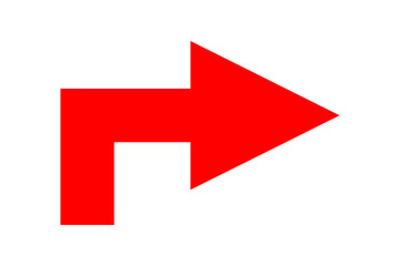 red arrow icon isolated on white background, PNG, direction indicator, simple design, bold, bright red