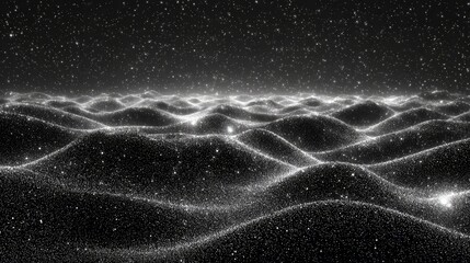 Wall Mural - Abstract Cosmic Landscape With Stars And Waves