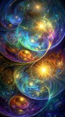 Wall Mural - Abstract Colorful Space Design With Twirling Spheres