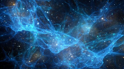 Wall Mural - Abstract Deep Space Nebula With Glowing Particles
