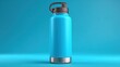 © Iurii - Realistic multicolored stainless-steel water bottle on sky-blue background