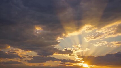 Wall Mural - mesmerizing 4k footage golden sunset sky painted orange yellow hues clouds float dramatically horizon highlighting nature’s beauty late daylight