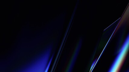Wall Mural - abstract animation, dark background with color refraction effect, 4k seamless looping video, 3d rend