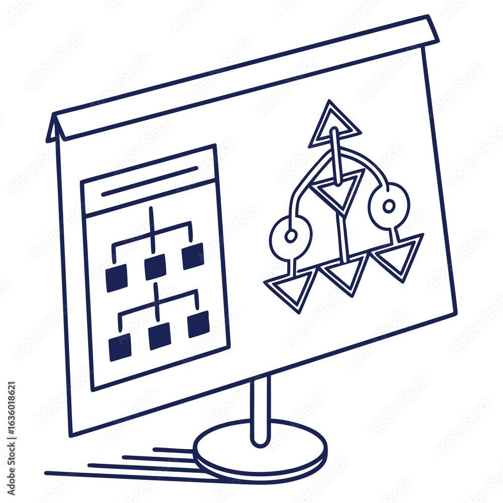 Flipchart Drawing Hand drawn illustration of a flip chart displaying organizational ...