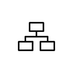 Wall Mural - Organization chart icon on white background illustrating hierarchical structure and business relationships with copy space offering visual representation of departments