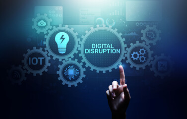 Wall Mural - digital disruption. disruptive business ideas. iot internet of things, network, smart city and machi