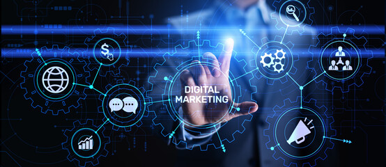 Wall Mural - digital marketing, online advertising, seo, sem, smm. business and internet concept.