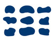 © Тарас Примак - Set of dark vector shapes of blue spots on a white background, abstract shapes of different designs