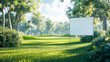 © HA THOLIYA - Blank banner or yardsign in golf course. blurred Golf players in the background. tournament is being played