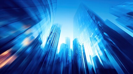 Wall Mural - abstract view of skyscrapers in a dynamic urban setting, showcasing modern architecture and vibrant 