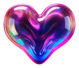 Wall Mural - png 3d render of heart icon purple light neon.