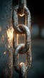 © Georg - Close-up of rusty metal chain reflecting sunlight in a gritty industrial setting during late afternoon