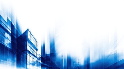 Wall Mural - abstract blue cityscape with blurred buildings and light effects, conveying a sense of modern urban 