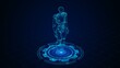 © StudioProX - Futuristic Holographic Human Figure in Digital Blue Grid Environment Design