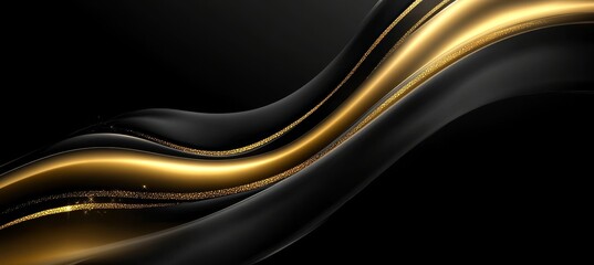 Canvas Print - elegant abstract black and gold wallpaper design with striking shiny lines and textured aesthetics