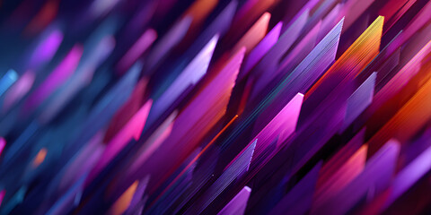 Wall Mural - abstract digital background with vibrant pink and purple geometric arrows and shapes on a dark blue 