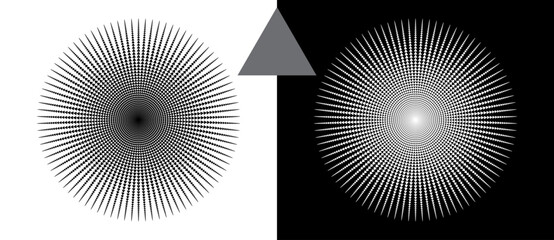 Wall Mural - art sun background. tattoo template or logo with triangles in lines. black shape on a white backgrou