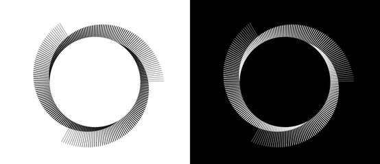 Wall Mural - abstract background with lines in circle. art design spiral as logo or icon. a black figure on a whi