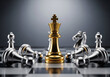 © UmerDraz - Elegant golden chess king standing tall, victorious strategy, leadership and success concept