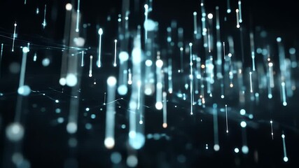 Wall Mural - blue and white glowing lines abstract background with dynamic particle motion: detailed 3d render of