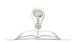 © loxia stock image - Brainstorming: Open Book with Lightbulb Containing a Brain, Continuous Line Art